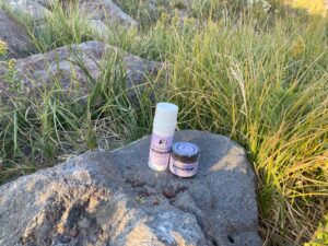 Botanical Ez Relief Salve Corydalis Stick and Salve on Rock Far away