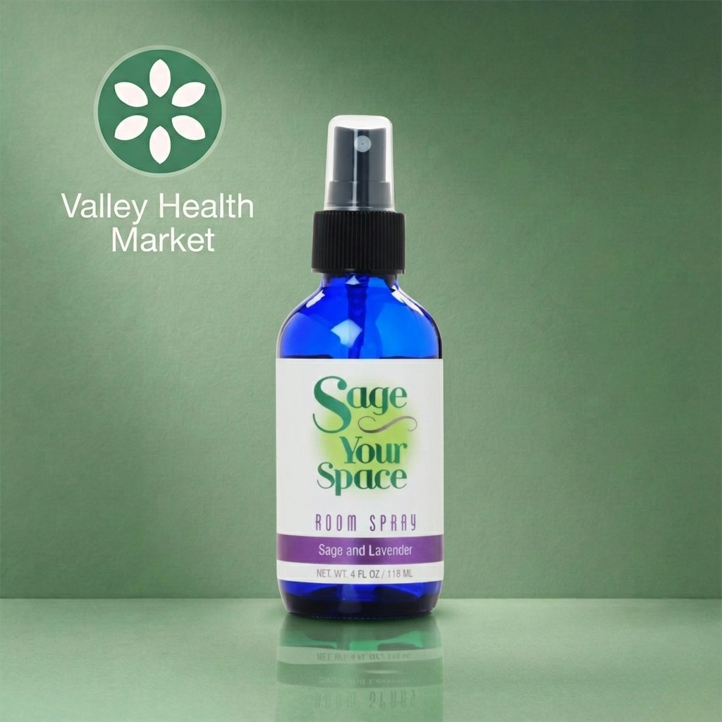 Sage Your Space Sage and Lavender Front Label Valley Health Market Green Background