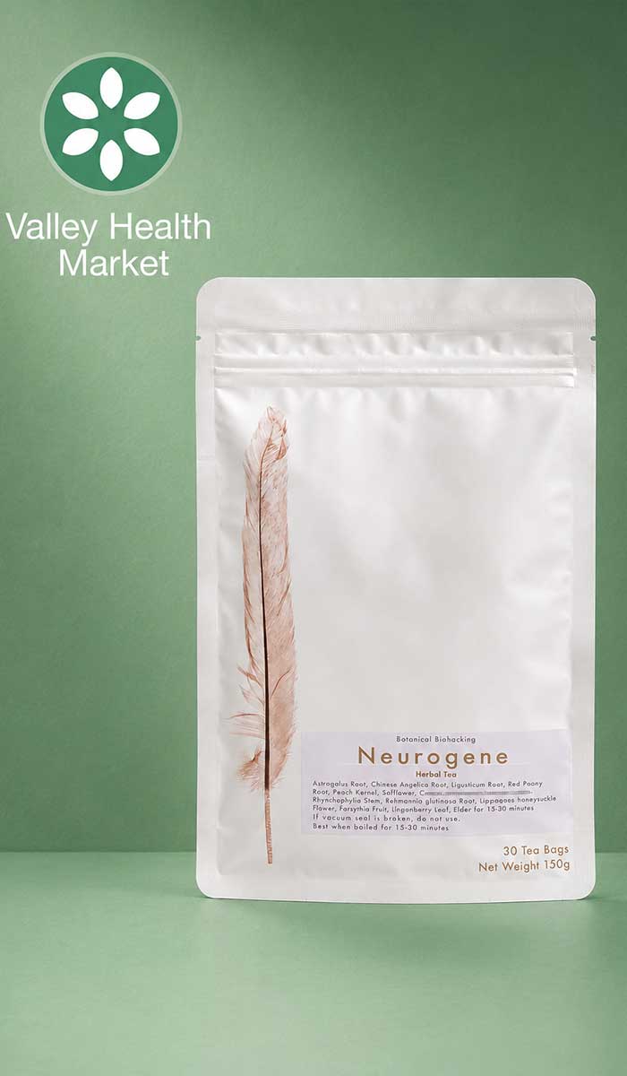 Neurogene Tea product with green backing Valley Health Market